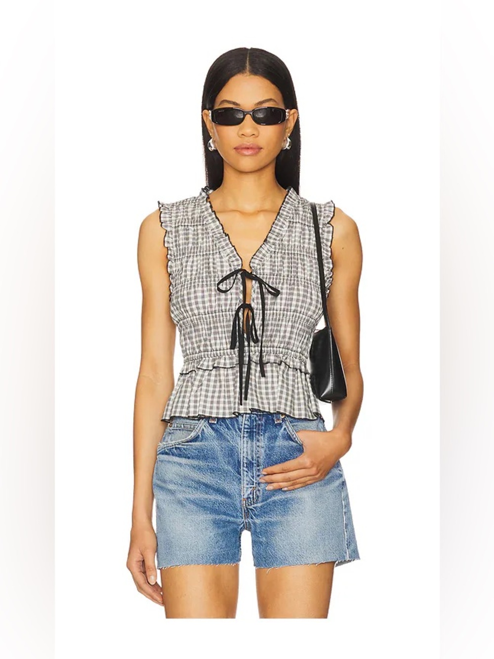 Rails Martine Top in Ivory Jet Gingham size L